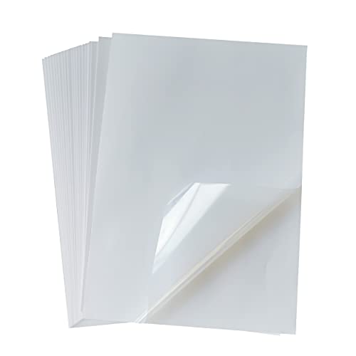 25 hojas de papel adhesivo de vinilo transparente para imprimir Frosty tamaño A4 (8.25x11.7 pulgadas), papel adhesivo de vinilo impermeable de secado rápido para impresora de inyección de tinta/láser