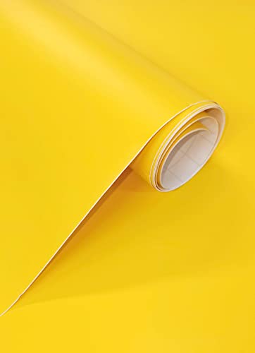 Vinilo Adhesivo Amarillo Mate de 60x300 cm Para Muebles Cocina Paredes Ventanas Manualidades Papel Adhesivo Decorativo (AMARILLO, 60x300 cm)