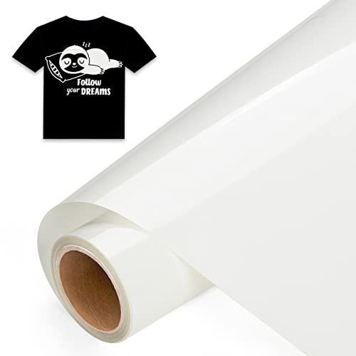IModeur 8 Ft vinilo textil blanco - 30,5 x 244 cm vinilo blanco para Cricut Maker, Silhouette Cameo, vinilo textil termoadhesivo para ropa, gorras, pantalones, otros tejidos