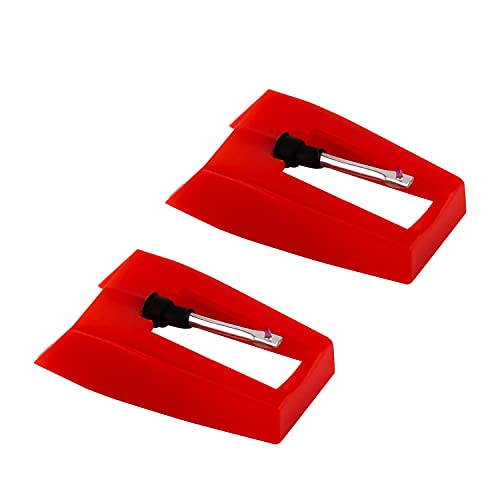 LUTER 2 Piezas Aguja de Repuesto Agujas de Tocadiscos Tocadiscos Stylus Tocadiscos Accesorios de Reemplazo de Agujas para Tocadiscos de Vinilo (Rojo)