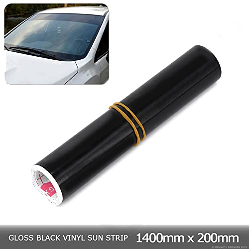 ERTGDS Tira de sol de 140 x 20 cm, color negro brillante, para parabrisas de coche, furgoneta, tira solar, parasol de cristal, calcomanía decorativa para visera de sol