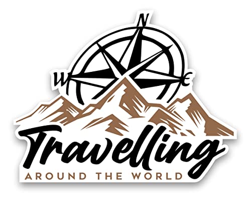 Pegatina Travelling Around The World - Fondo Blanco - Vinilo Camper Caravana Furgoneta California