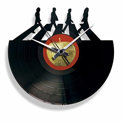 DISCOCLOCK - Reloj The Beatles en disco de vinilo 100% reciclado. Idea de regalo para todos los fanáticos. Reloj silencioso fácil de colgar, 30 cm, negro (esfera estándar)