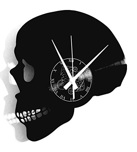 Instant Karma Clocks - Reloj de Pared con Disco de Vinilo de Metal Punk Rock Calavera de Calavera de Muerte Vintage, Hecho a Mano