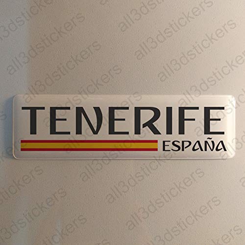 Pegatina Tenerife España Resina, Pegatina Relieve 3D Bandera Tenerife España 120x30mm Adhesivo Vinilo