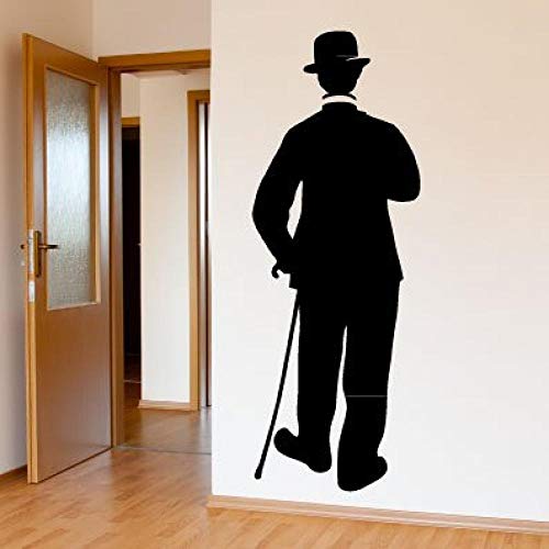 Charlie Chaplin en etiqueta de la pared moderna etiqueta de la pared del arte del hogar sala de estar dormitorio decoración de la pared mural vinilo adhesivo extraíble 55 * 150 cm