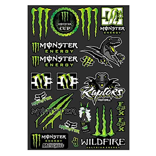 Diyxisk Racing Decal Sticker Pegatinas Pegatinas Moto Patrocinadores, Calcomanía Monstruo, Motocross Stickers, Pegatina Monster Energy, para Motocicletas, Cascos, Motos de Cross (Dinosaurio)