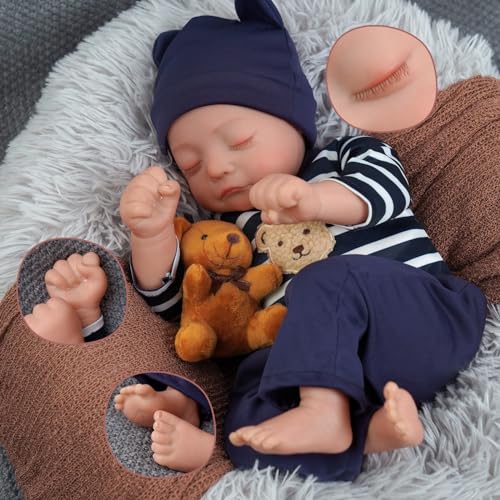 JIZHI Muñecos Reborn - Muñecos de bebé de 17 Pulgadas Hechos a Mano con Cuerpo de Tela Suave, como un bebé Real y Set de Regalo para niños de más de 3 años