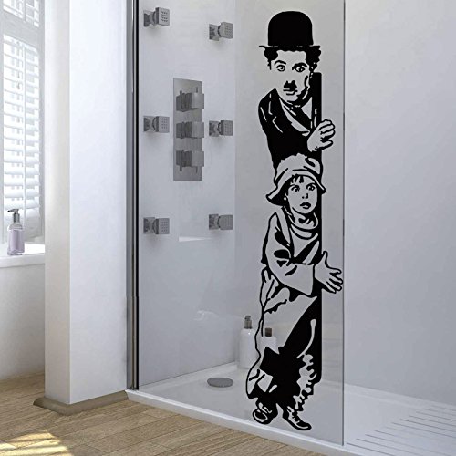 IDEAVINILO Vinilo Decorativo Charles Chaplin, The Kid. Color Negro. Medidas: 30x110cm.