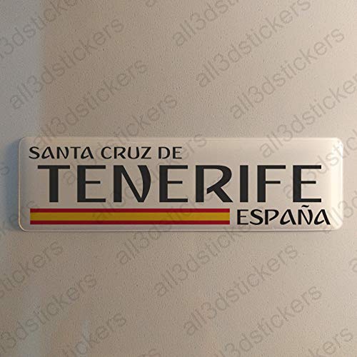 Pegatina Santa Cruz de Tenerife España Resina, Pegatina Relieve 3D Bandera Santa Cruz de Tenerife España 120x30mm Adhesivo Vinilo