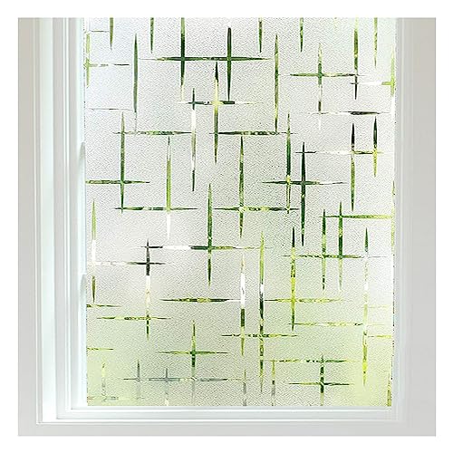 Finnez - Adhesivo Decorativo para Ventana con Aspecto Esmerilado estático para Oficina en casa, Sala de Estar, Cocina (patrón de Cruz) (44,5 × 200 cm)