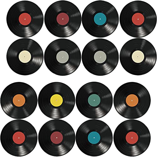 Garneck 16 Uds Discos de Vinilo Vacíos Discos Falsos Pegatinas De Pared Record Retro Decoración Estética De La Sala Recortes De Discos De Vinilo Años 50 Decoración De Fiesta Rock And Roll