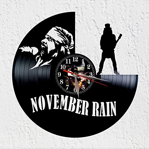 VINY WOODY November Rain Reloj Nuevo Banda Hard Rock Decoracion de Pared Musica Glam Metal Reloj de Disco de Vinilo Regalo Original